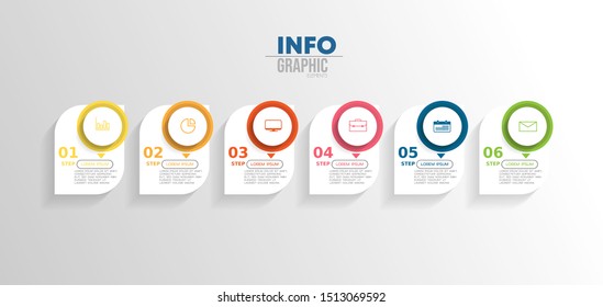 vector illustration Infographic design template with icons and 6 options or steps. Can be used for process, presentations, layout, banner,info graph.
