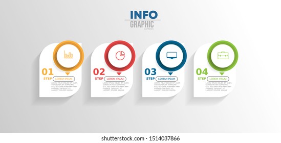 vector illustration Infographic design template with icons and 4 options or steps. Can be used for process, presentations, layout, banner,info graph.