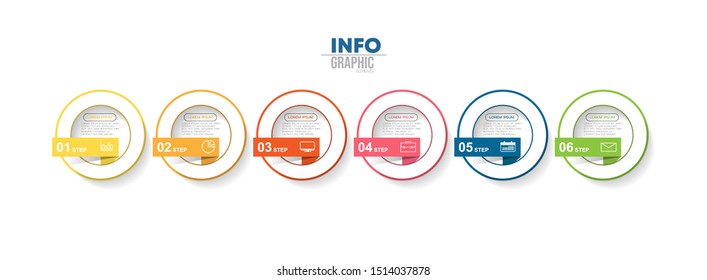 vector illustration Infographic design template with icons and 6 options or steps. Can be used for process, presentations, layout, banner,info graph.