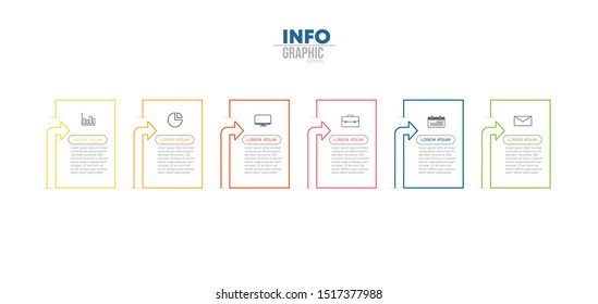 vector illustration Infographic design template with icons and 6 options or steps. Can be used for process, presentations, layout, banner,info graph.