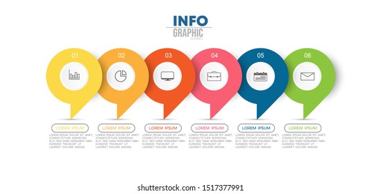 vector illustration Infographic design template with icons and 6 options or steps. Can be used for process, presentations, layout, banner,info graph.