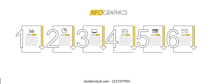 vector illustration Infographic design template with icons and 6 options or steps. Can be used for process, presentations, layout, banner,info graph.