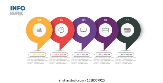 vector illustration Infographic design template with icons and 5 options or steps. Can be used for process, presentations, layout, banner,info graph.