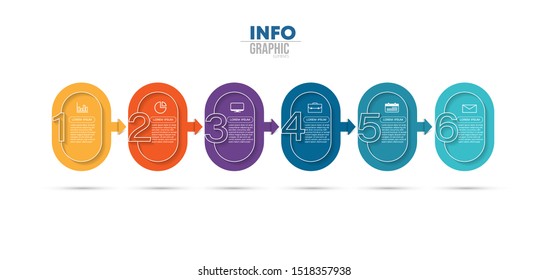vector illustration Infographic design template with icons and 6 options or steps. Can be used for process, presentations, layout, banner,info graph.