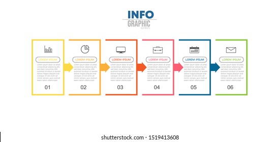 ilustración vectorial Plantilla de diseño infográfico con iconos y 6 opciones o pasos. Se puede utilizar para procesos, presentaciones, diseño, banner, gráfico de información.