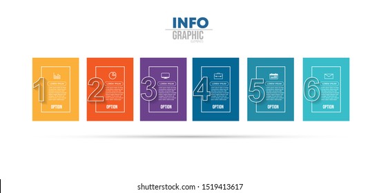 vector illustration Infographic design template with icons and 6 options or steps. Can be used for process, presentations, layout, banner,info graph.
