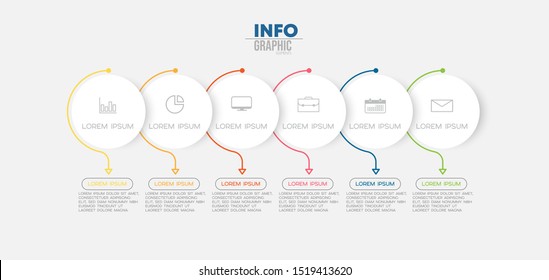 vector illustration Infographic design template with icons and 6 options or steps. Can be used for process, presentations, layout, banner,info graph.