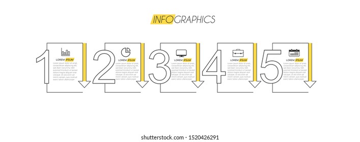 vector illustration Infographic design template with icons and 5 options or steps. Can be used for process, presentations, layout, banner,info graph.