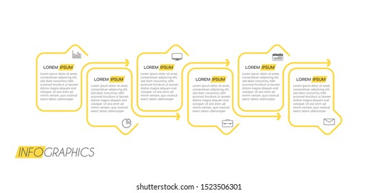 vector illustration Infographic design template with icons and 6 options or steps. Can be used for process, presentations, layout, banner,info graph.