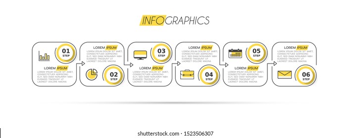 vector illustration Infographic design template with icons and 6 options or steps. Can be used for process, presentations, layout, banner,info graph.