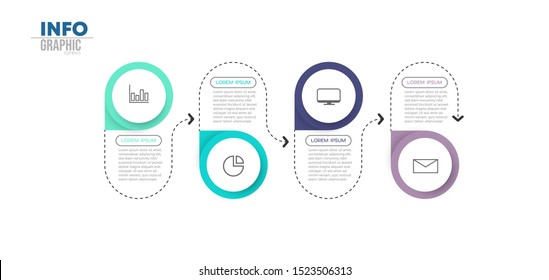 vector illustration Infographic design template with icons and 4 options or steps. Can be used for process, presentations, layout, banner,info graph.