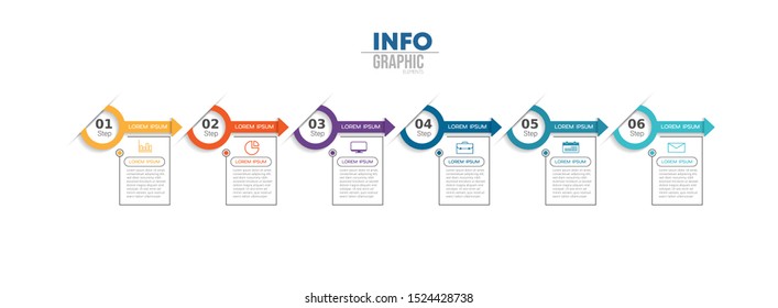 vector illustration Infographic design template with icons and 6 options or steps. Can be used for process, presentations, layout, banner,info graph.