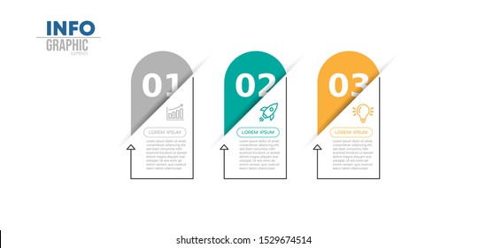 vector illustration Infographic design template with icons and 3 options or steps. Can be used for process, presentations, layout, banner, infographic.