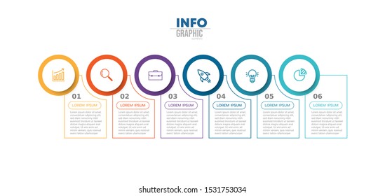 vector illustration Infographic design template with icons and 6 options or steps. Can be used for process, presentations, layout, banner,info graph.