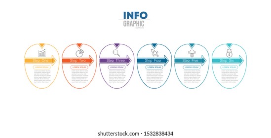 vector illustration Infographic design template with icons and 6 options or steps. Can be used for process, presentations, layout, banner,info graph.