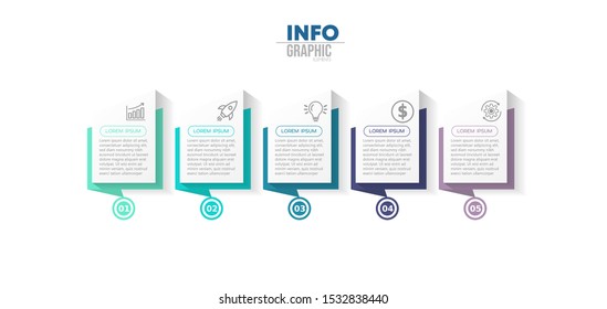 vector illustration Infographic design template with icons and 5 options or steps. Can be used for process, presentations, layout, banner,info graph.