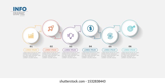 vector illustration Infographic design template with icons and 6 options or steps. Can be used for process, presentations, layout, banner,info graph.