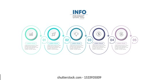 ilustración vectorial Plantilla de diseño infográfico con iconos y 5 opciones o pasos. Se puede utilizar para procesos, presentaciones, diseño, banner, gráfico de información.