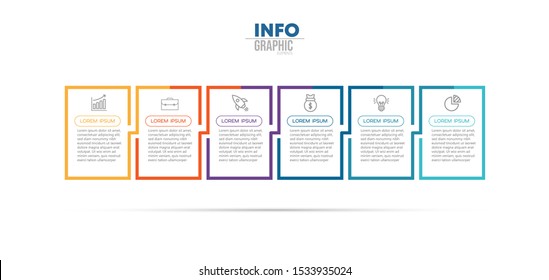 vector illustration Infographic design template with icons and 6 options or steps. Can be used for process, presentations, layout, banner,info graph.