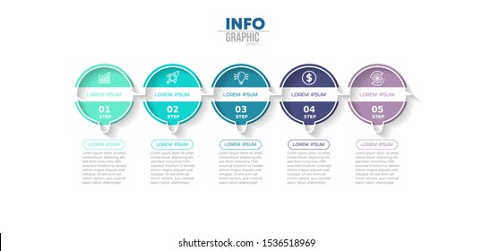 vector illustration Infographic design template with icons and 5 options or steps. Can be used for process, presentations, layout, banner,info graph.