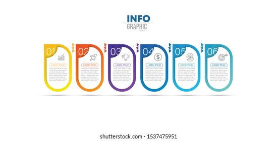vector illustration Infographic design template with icons and 6 options or steps. Can be used for process, presentations, layout, banner,info graph.