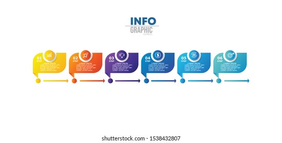 vector illustration Infographic design template with icons and 6 options or steps. Can be used for process, presentations, layout, banner,info graph.