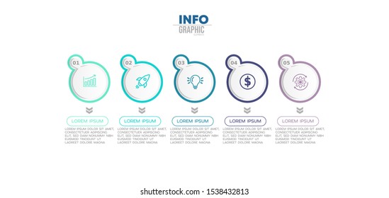 vector illustration Infographic design template with icons and 5 options or steps. Can be used for process, presentations, layout, banner,info graph.