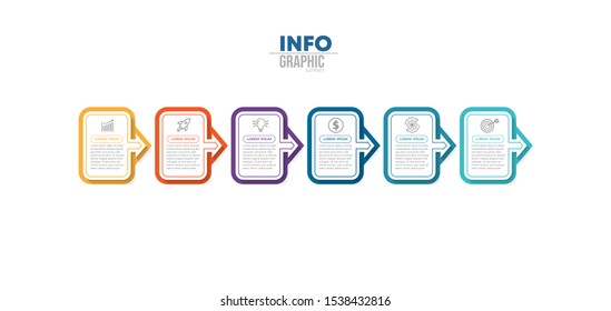 vector illustration Infographic design template with icons and 6 options or steps. Can be used for process, presentations, layout, banner,info graph.