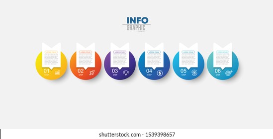 vector illustration Infographic design template with icons and 6 options or steps. Can be used for process, presentations, layout, banner,info graph.