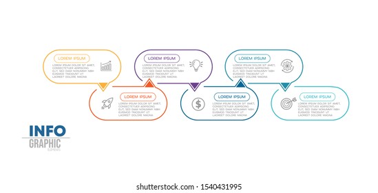 vector illustration Infographic design template with icons and 6 options or steps. Can be used for process, presentations, layout, banner,info graph.