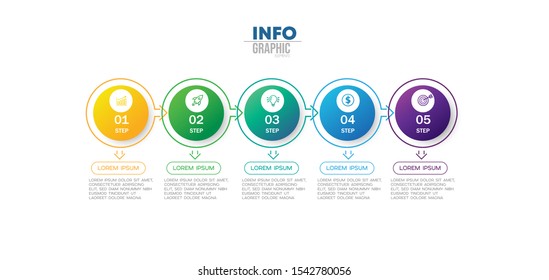 vector illustration Infographic design template with icons and 5 options or steps. Can be used for process, presentations, layout, banner,info graph.