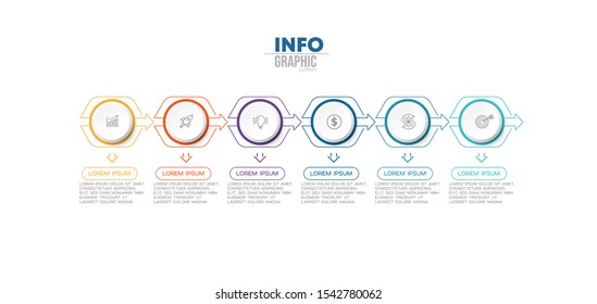 vector illustration Infographic design template with icons and 6 options or steps. Can be used for process, presentations, layout, banner,info graph.