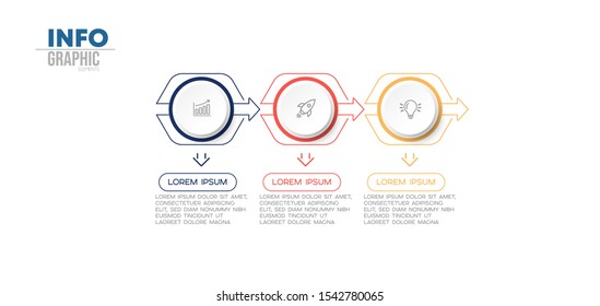 vector illustration Infographic design template with icons and 3 options or steps. Can be used for process, presentations, layout, banner,info graph.