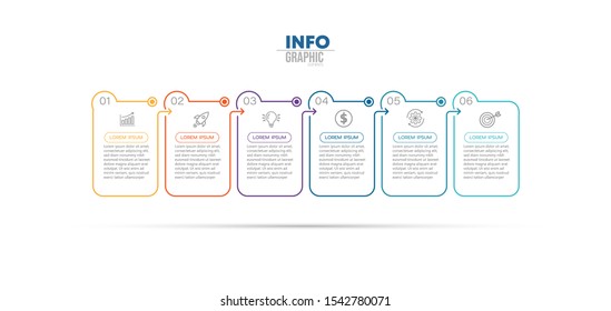 vector illustration Infographic design template with icons and 6 options or steps. Can be used for process, presentations, layout, banner,info graph.