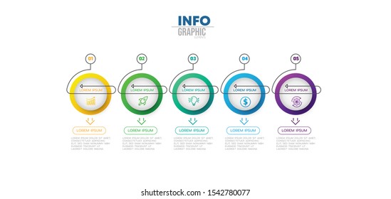vector illustration Infographic design template with icons and 5 options or steps. Can be used for process, presentations, layout, banner,info graph.