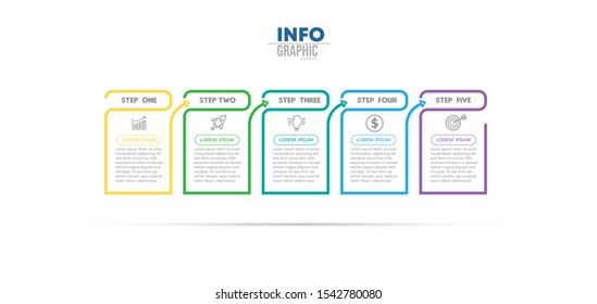 vector illustration Infographic design template with icons and 5 options or steps. Can be used for process, presentations, layout, banner,info graph.