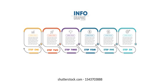 vector illustration Infographic design template with icons and 6 options or steps. Can be used for process, presentations, layout, banner,info graph.