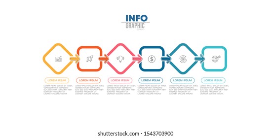 vector illustration Infographic design template with icons and 6 options or steps. Can be used for process, presentations, layout, banner,info graph.