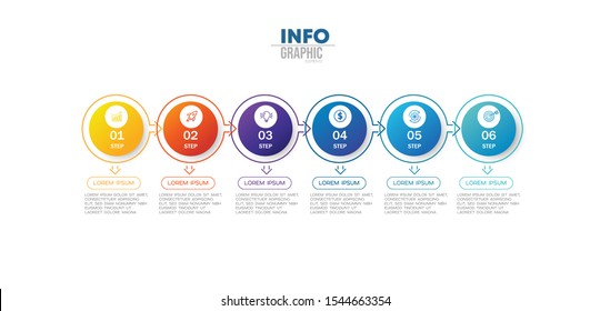 vector illustration Infographic design template with icons and 6 options or steps. Can be used for process, presentations, layout, banner,info graph.