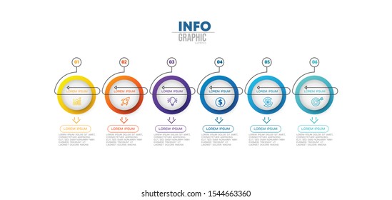 vector illustration Infographic design template with icons and 6 options or steps. Can be used for process, presentations, layout, banner,info graph.