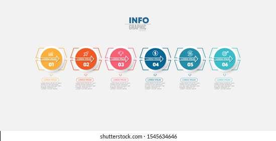 vector illustration Infographic design template with icons and 6 options or steps. Can be used for process, presentations, layout, banner,info graph.