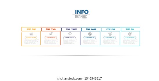 vector illustration Infographic design template with icons and 6 options or steps. Can be used for process, presentations, layout, banner,info graph.