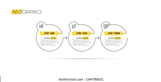 vector illustration Infographic design template with icons and 3 options or steps. Can be used for process, presentations, layout, banner,info graph.