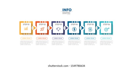 vector illustration Infographic design template with icons and 6 options or steps. Can be used for process, presentations, layout, banner,info graph.
