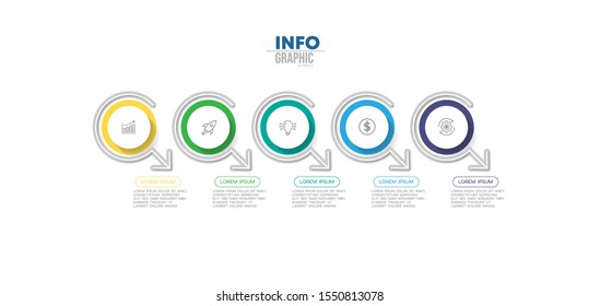 vector illustration Infographic design template with icons and 5 options or steps. Can be used for process, presentations, layout, banner,info graph.