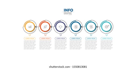 vector illustration Infographic design template with icons and 6 options or steps. Can be used for process, presentations, layout, banner,info graph.