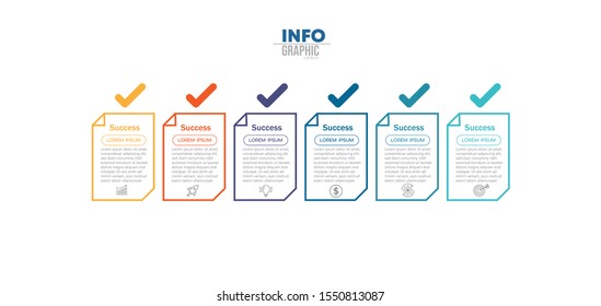 vector illustration Infographic design template with icons and 6 options or steps. Can be used for process, presentations, layout, banner,info graph.