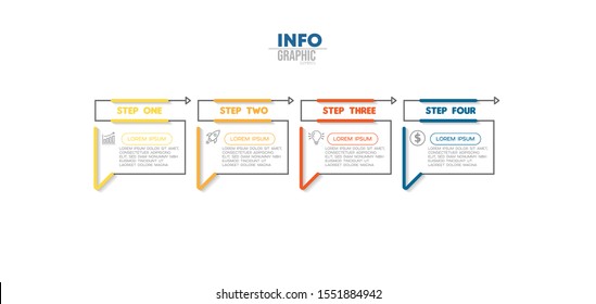 vector illustration Infographic design template with icons and 4 options or steps. Can be used for process, presentations, layout, banner,info graph.