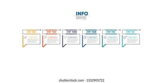 vector illustration Infographic design template with icons and 6 options or steps. Can be used for process, presentations, layout, banner,info graph.