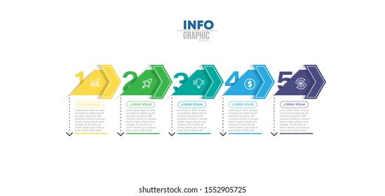 vector illustration Infographic design template with icons and 5 options or steps. Can be used for process, presentations, layout, banner,info graph.